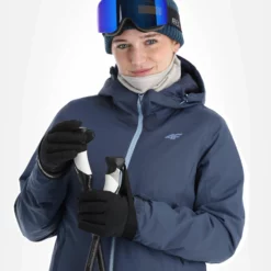 4F, Kudn001 Chaqueta De Esquí Mujeres Denim Azul -PARQUE DE ESQUI 4f kudn001 aa jas gevoerd dames denim blauw 224fxxx101v3 BI 05