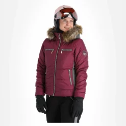 Almgwand, Stongerhohe Chaqueta De Esquí Mujeres Aubergine Gris, Púrpura -PARQUE DE ESQUI almgwand stongerhohe aa jas gevoerd dames aubergine grijs paars 22almgw117v2 BI 04