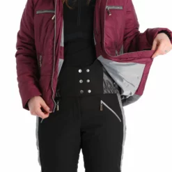 Almgwand, Stongerhohe Chaqueta De Esquí Mujeres Aubergine Gris, Púrpura -PARQUE DE ESQUI almgwand stongerhohe aa jas gevoerd dames aubergine grijs paars 22almgw117v2 BI 09