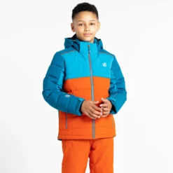 Dare2b, Cheerful II Chaqueta De Esquí Niños Fjord Azul, Naranja -PARQUE DE ESQUI dare2b cheerful ii aa jas gevoerd kinderen fjord blauw oranje 22dare2107v2 BI 08