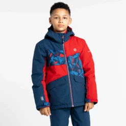 Dare2b, Glee II Chaqueta De Esquí Niños Moonlight Denim Azul, Rojo -PARQUE DE ESQUI dare2b glee ii aa jas gevoerd kinderen moonlight denim blauw rood 22dare2108v3 BI 08