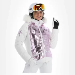 High Society, Harper Chaqueta De Esquí Mujeres Lila Blanco, Púrpura 18 High Society, Harper Chaqueta De Esquí Mujeres Lila Blanco, Púrpura -PARQUE DE ESQUI high society ski jacket aa jas gevoerd dames lila paars wit 22highs101v1 BI 04