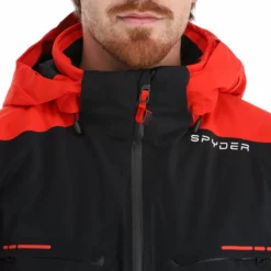 Spyder, Monterosa Gtx Chaqueta De Esquí Hombres Volcano Negro, Rojo -PARQUE DE ESQUI spyder monterosa gtx aa jas gevoerd heren charcoal grijs zwart 22spyde116v1 BI 07