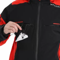 Spyder, Monterosa Gtx Chaqueta De Esquí Hombres Volcano Negro, Rojo -PARQUE DE ESQUI spyder monterosa gtx aa jas gevoerd heren charcoal grijs zwart 22spyde116v1 BI 12