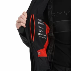Spyder, Monterosa Gtx Chaqueta De Esquí Hombres Volcano Negro, Rojo -PARQUE DE ESQUI spyder monterosa gtx aa jas gevoerd heren charcoal grijs zwart 22spyde116v1 BI 14