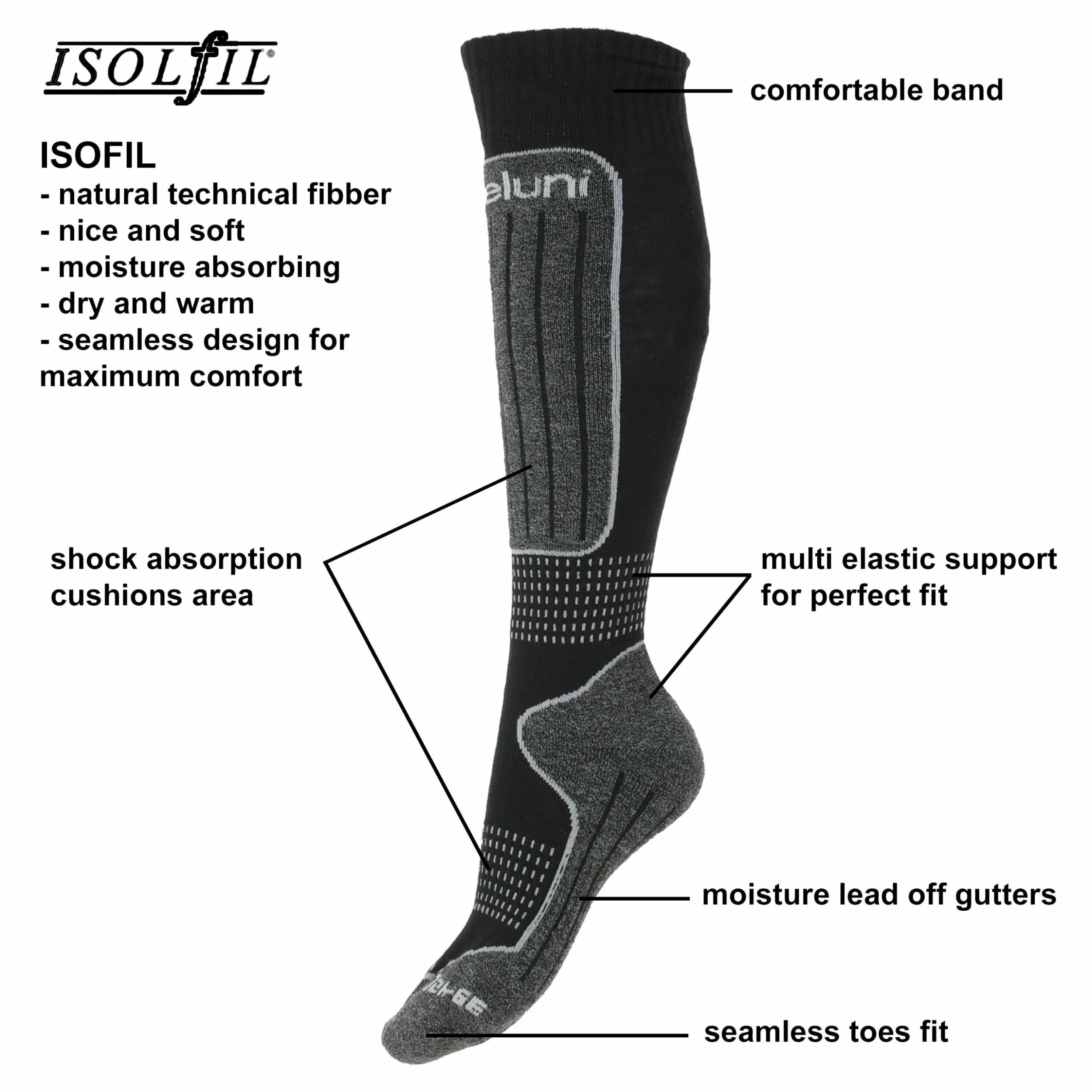 Deluni, 1 Paar Junior Calcetines De Esquí Niños Negro 6 Deluni, 1 Paar Junior Calcetines De Esquí Niños Negro - Imagen 6