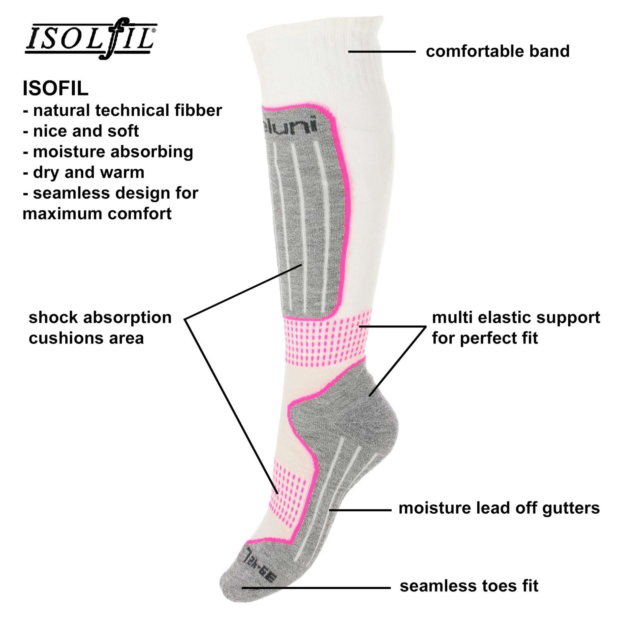 Deluni, 3 Paar Junior Calcetines De Esquí Niños Blanco 7 Deluni, 3 Paar Junior Calcetines De Esquí Niños Blanco - Imagen 7